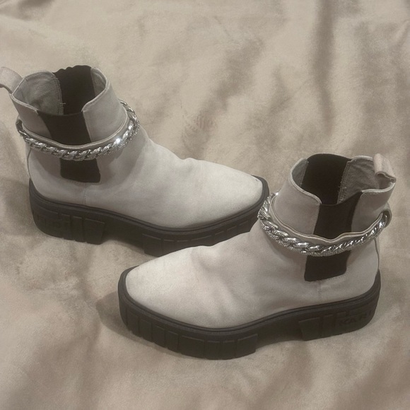 Karl Lagerfeld Shoes - Karl Lagerfeld Paris Suede Chelsea Boots – Chain Ankle Detail, Lug Sole | 7–7.5